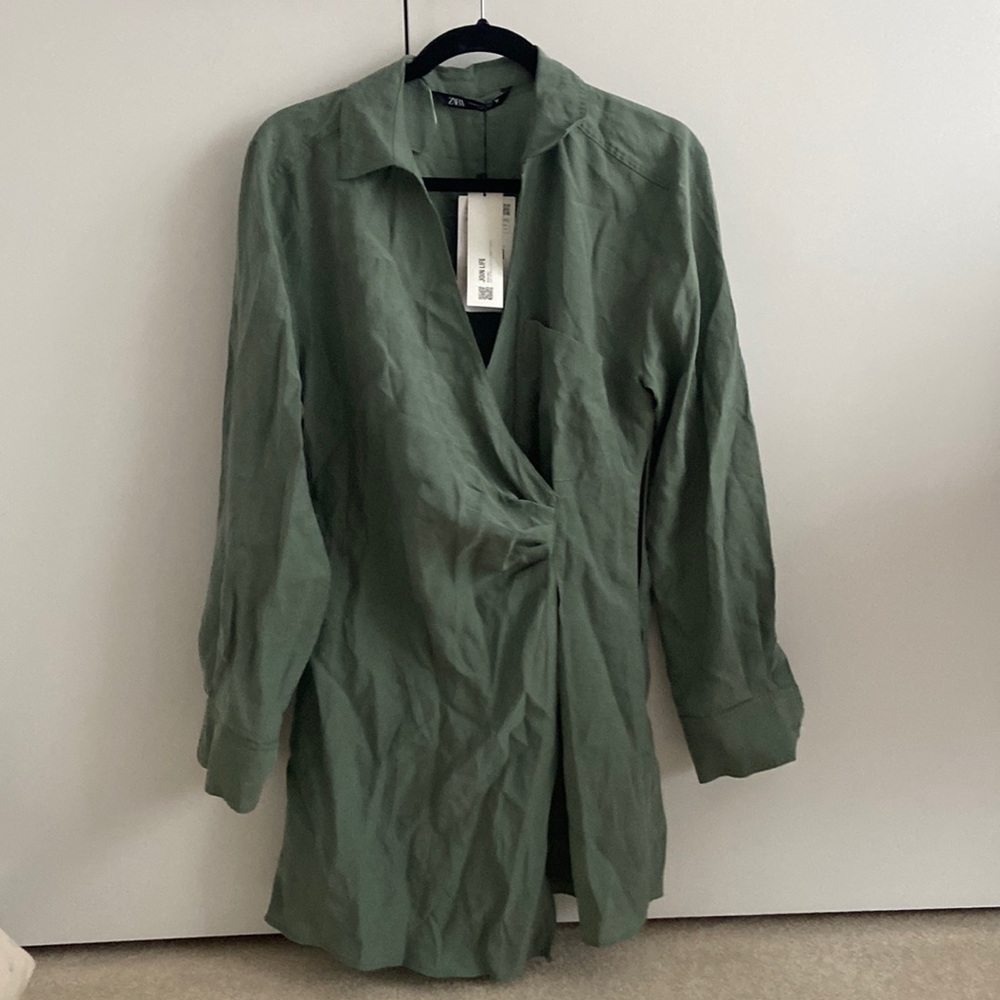 Zara shirt dress in army green WITH tags
